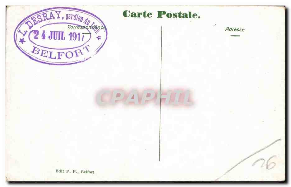 CPA Belfort Monument des Mobiles Militaria  — Verso