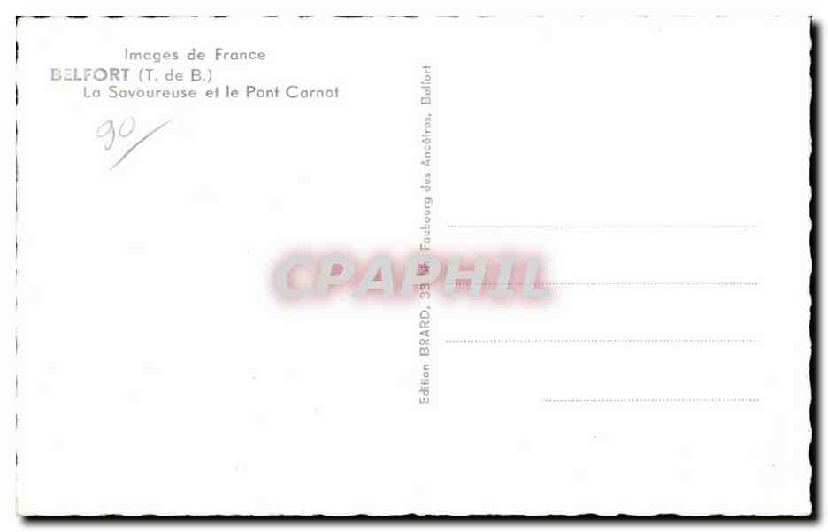 CPA Images de France Belfort La Savoureuse et le Pont Carnot — Verso