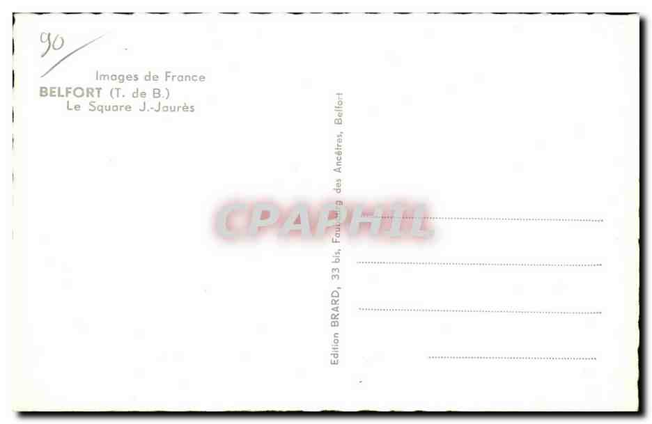 CPA Images de France BelFort Le Square J Jaures — Verso