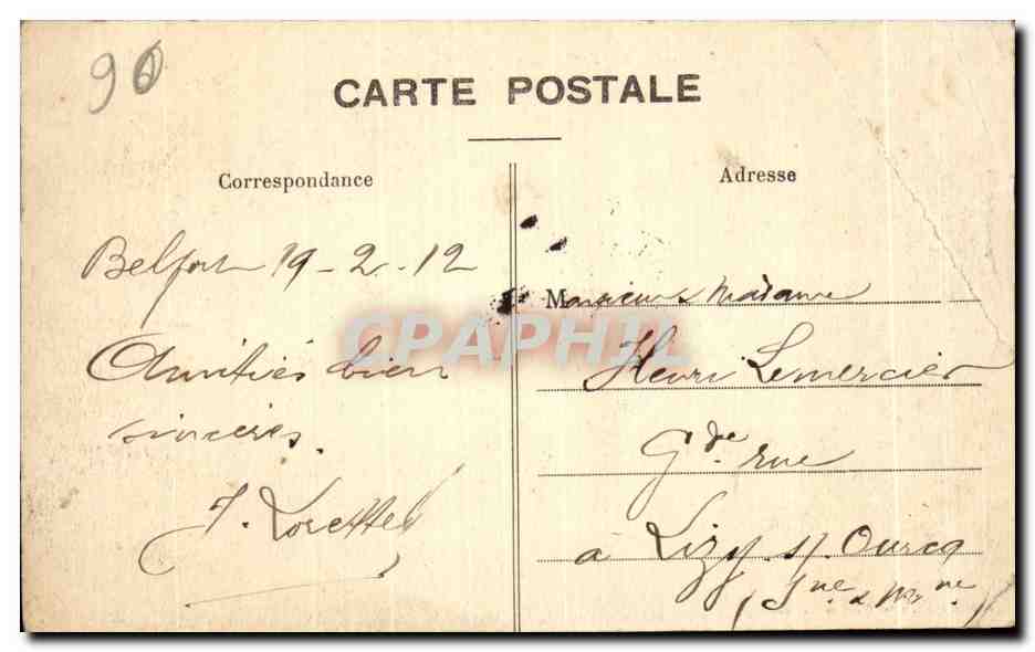 CPA Belfort Le Parc de I Arsenal — Rückseite