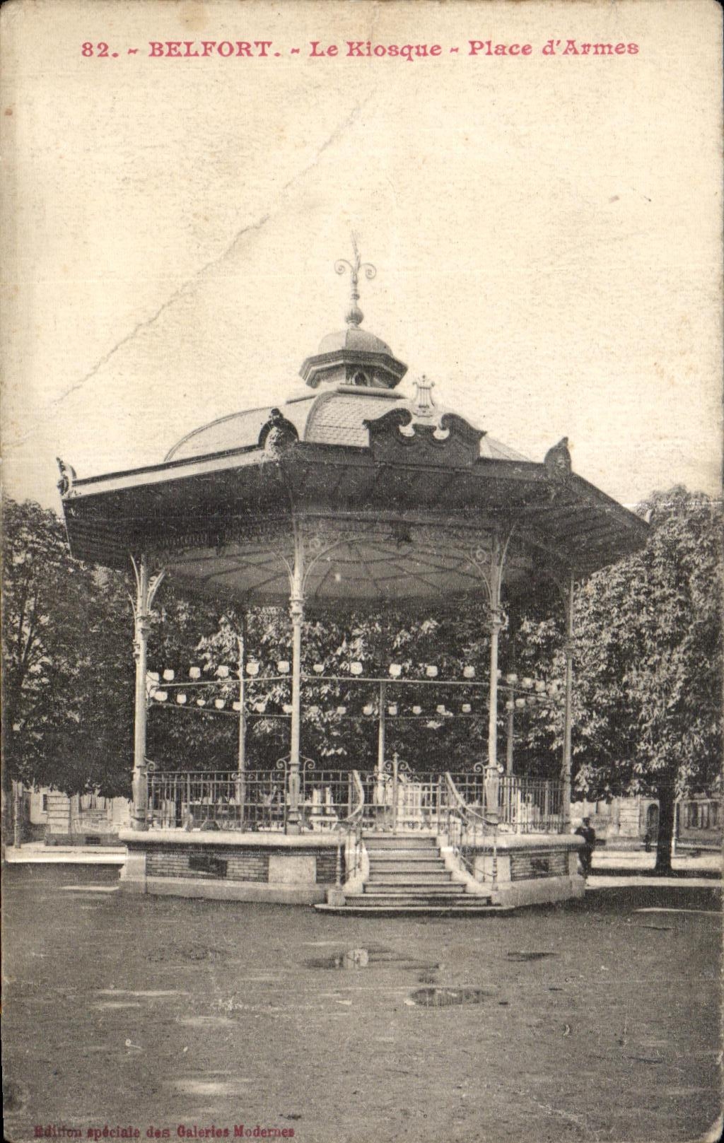 Antike Ansichtskarte Belfort Der Kiosk Place d'Armes
