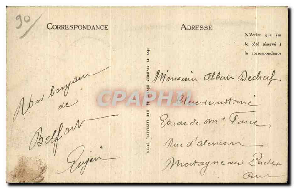 CPA Belfort Le Grand Hotel et du Tonneau d Or — Verso
