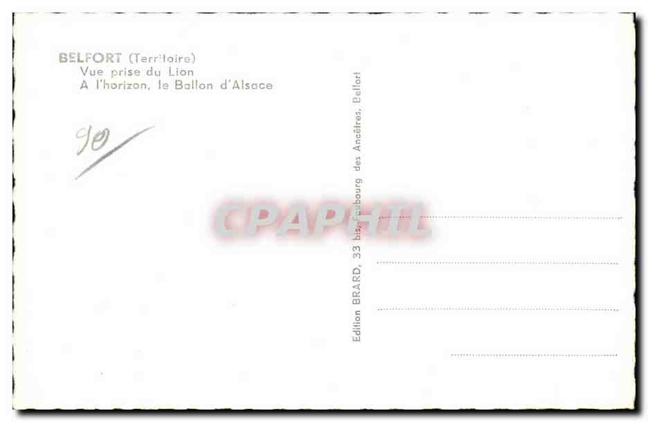 CPA Belfort (Territoire) Vue prise du lion Ballon d Alsace — Verso
