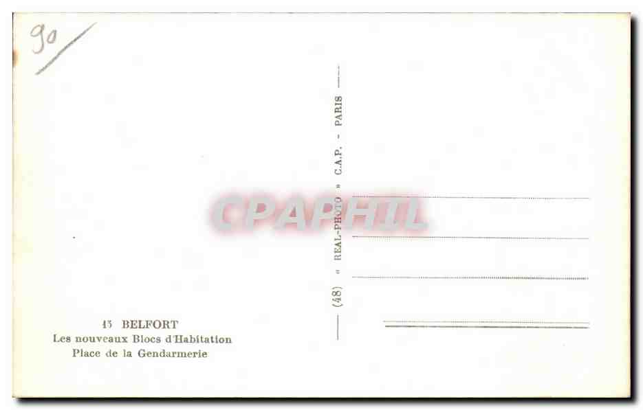 CPA Belfort Les nouveaux Blocs d Habitation Place de la Gendarmerie — Verso