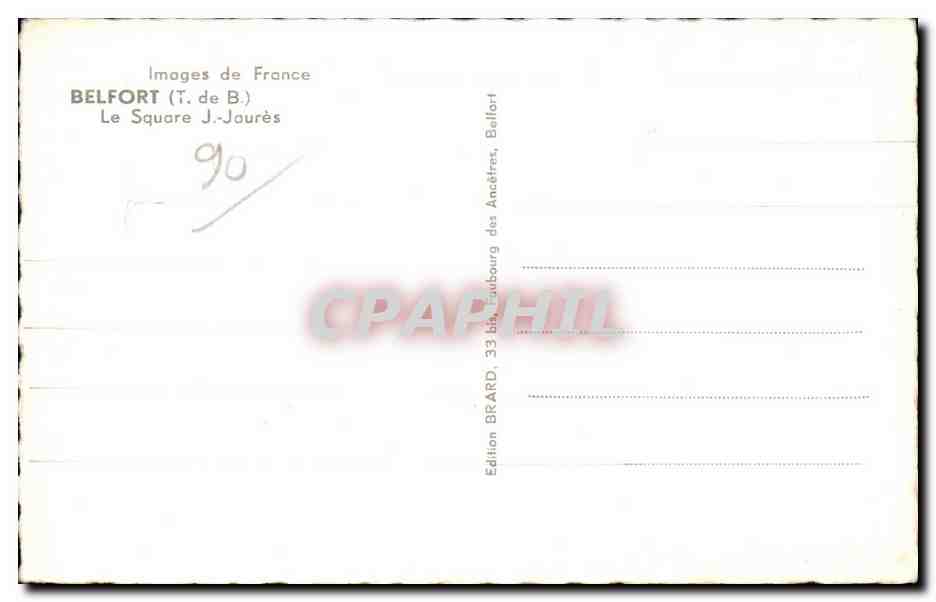 CPA Images de France Belfort Le Square J Jaures Cygne Swan — Verso