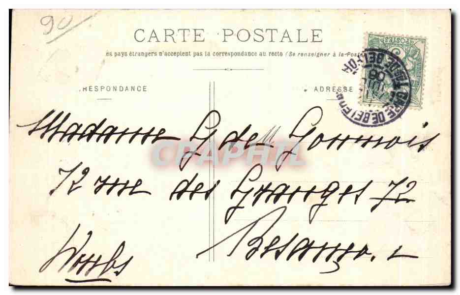 CPA Belfort La Caserne Friederichs Militaria  — Verso
