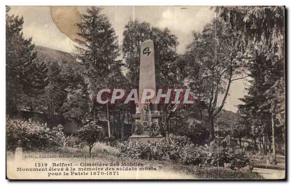 Belfort — Cimetière des Mobiles — Monument élevé à la mémoire des soldats morts pour la Patrie 1870-1871