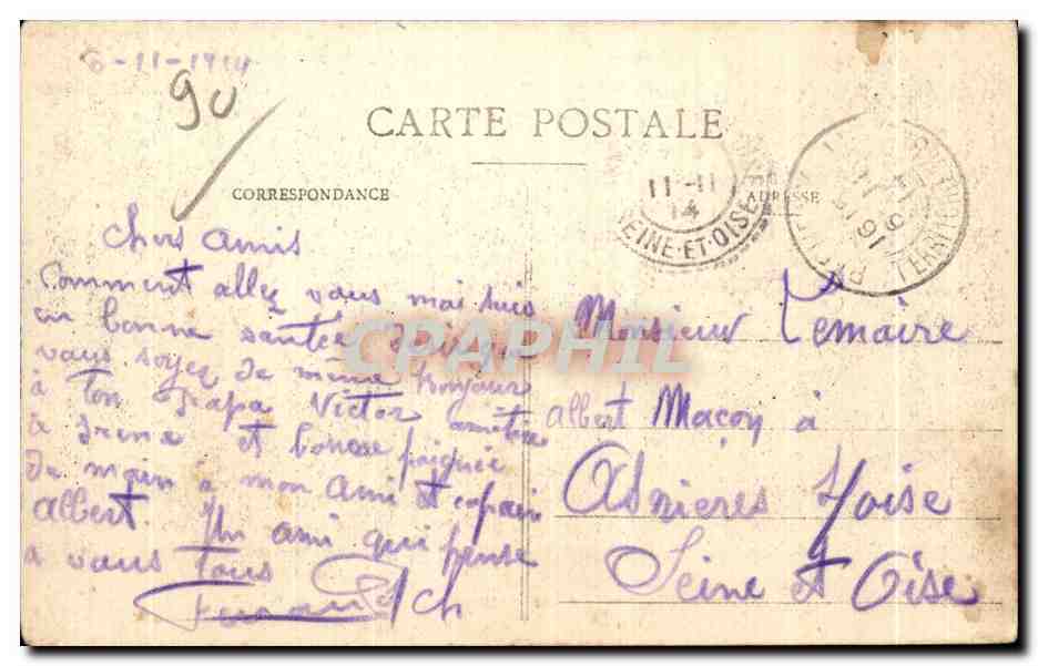 CPA Belfort Place d Armes et la Statue a Quand Meme — Verso