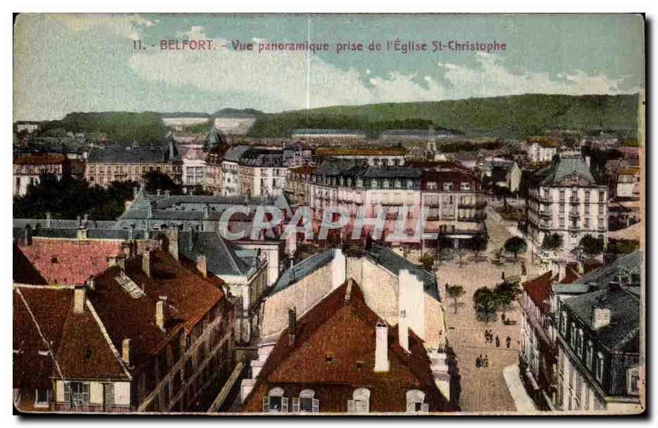 CPA Belfort Vue panoramique prise de I Eglise St Christophe