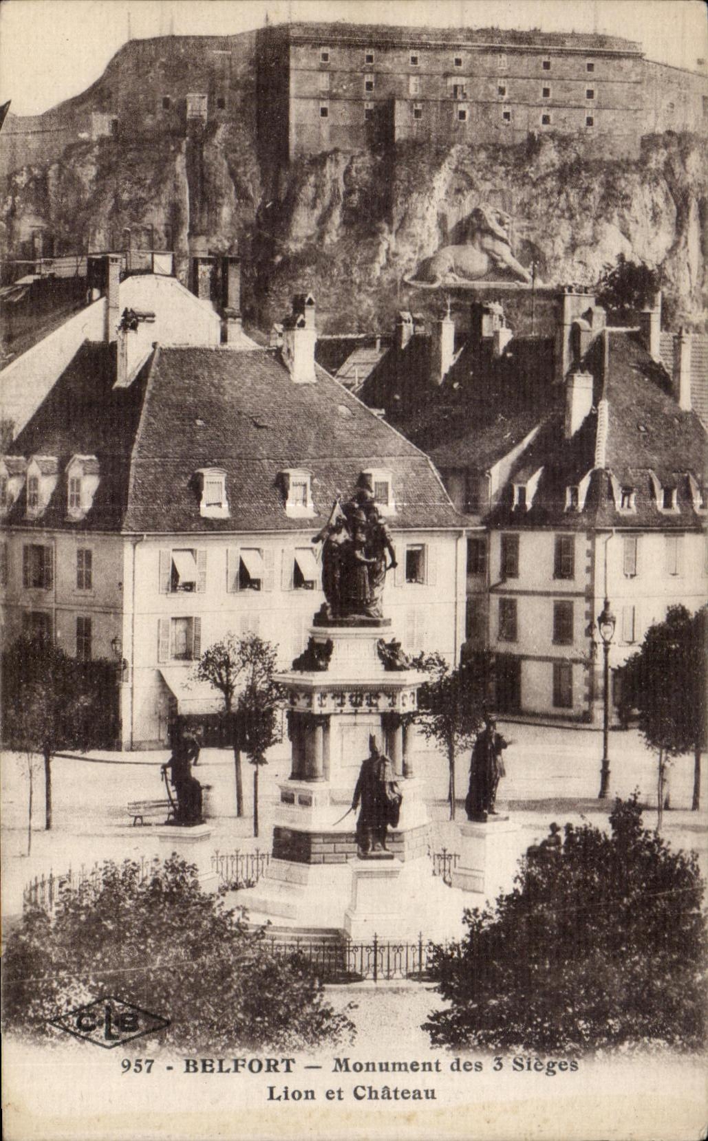 CPA Belfort Monument des Sieges Lion et Chateau