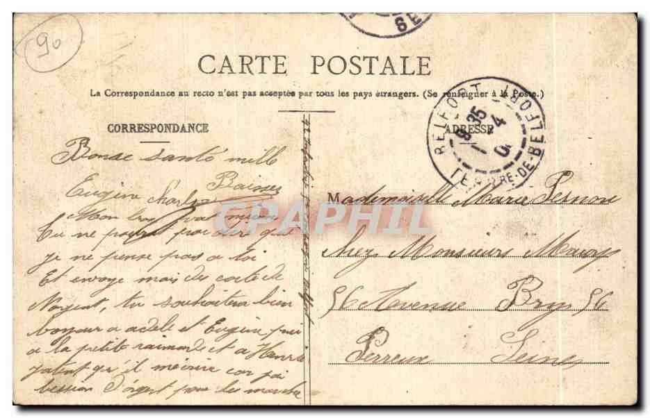 CPA Belfort Le Lycee — Rückseite