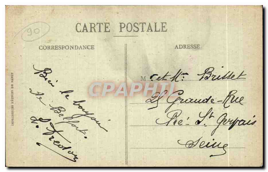 CPA Belfort Vue generale Cote de Montbeliard — Verso