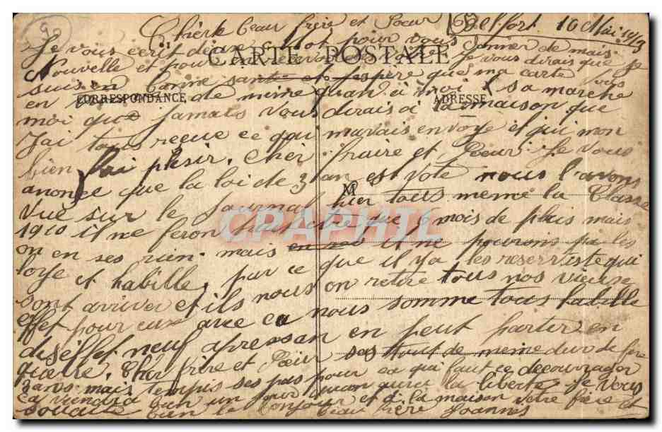 CPA Belfort La Caserne Bougenel Militaria  — Rückseite