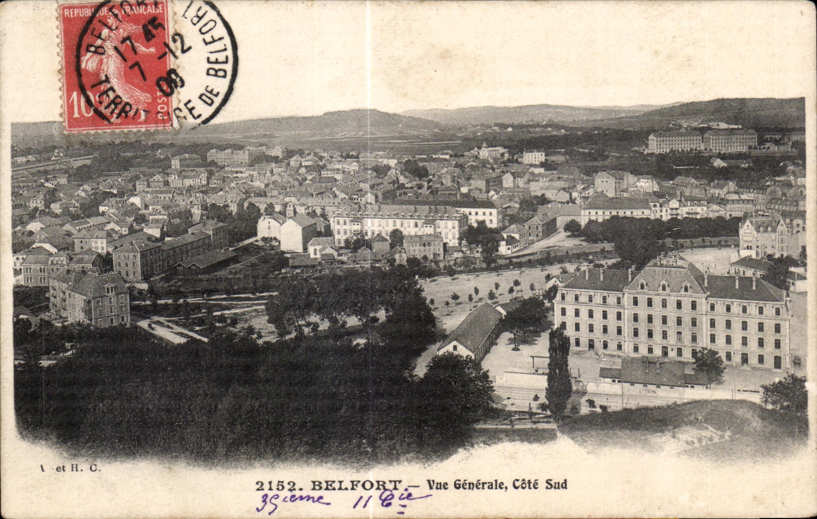 CPA Belfort Vue Generale Cote Sud