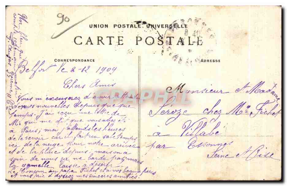 CPA Belfort Vue Generale Cote Sud — Verso