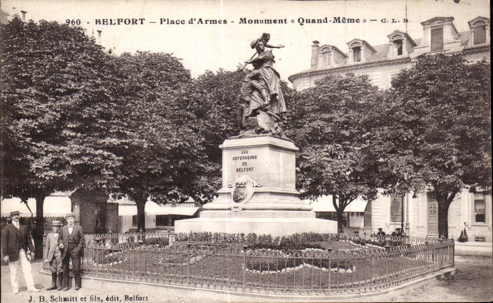 CPA Belfort Place d Armes Monument Quand Meme