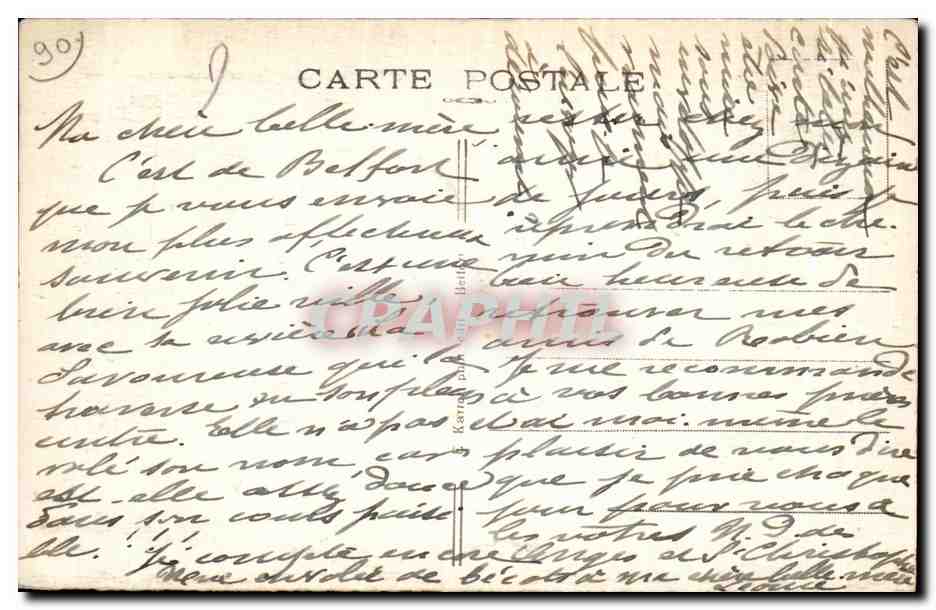 CPA Belfort (Territoire) Place Corbis et Savoureuse — Verso
