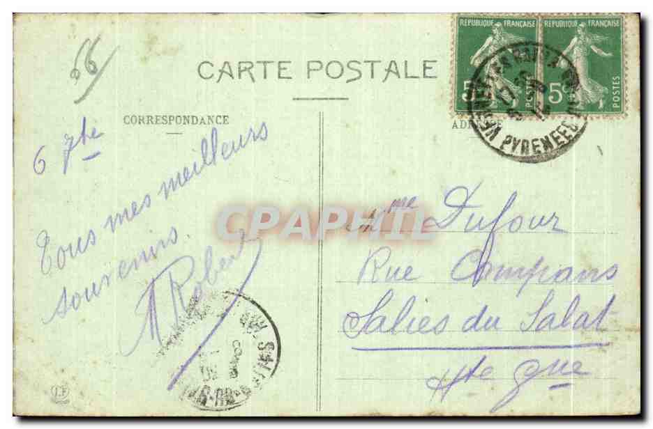 CPA Les Pyrenees Vernet les Bains Le kiosque dans le parc et le grand hotel du parc — Rückseite