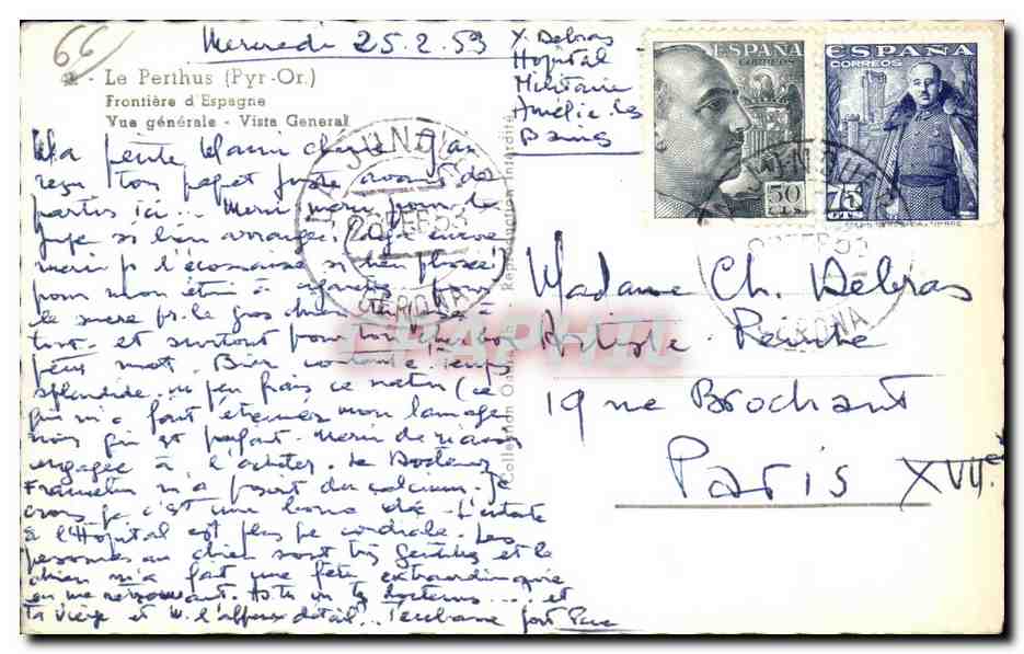 CPA Le Perthus Frontiere d Espagne Vue geneale Vista General — Rückseite