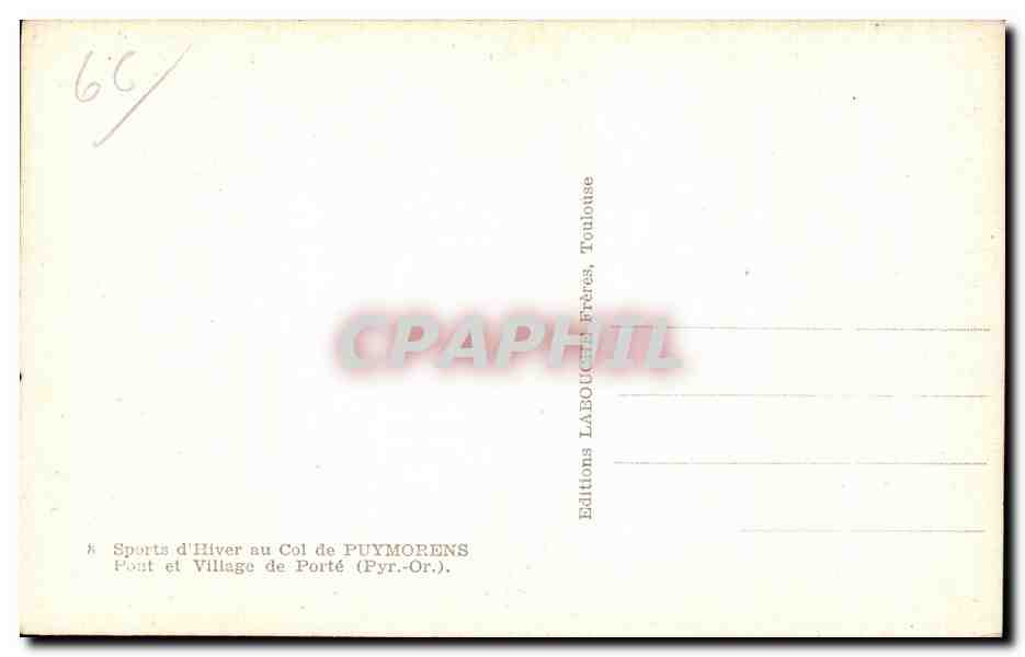 CPA Sports d Hiver au Col de Puymorens Pont et Village de Porte  — Rückseite