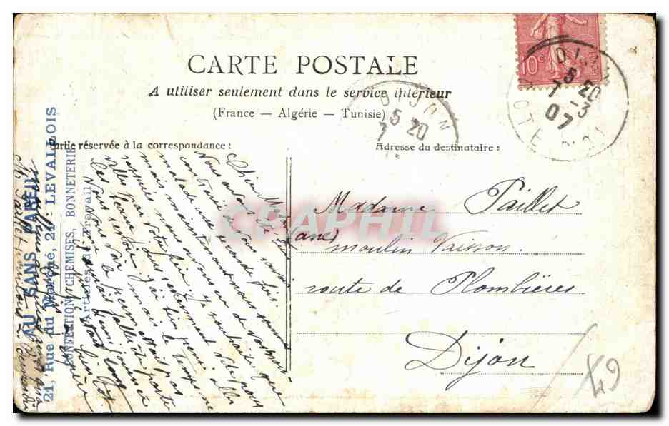 Alsacienne — Poème amoureux — République Française, Paris — Rückseite