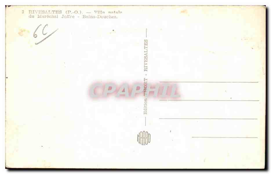 CPA Rivesaltes Ville Bains Douches  — Rückseite