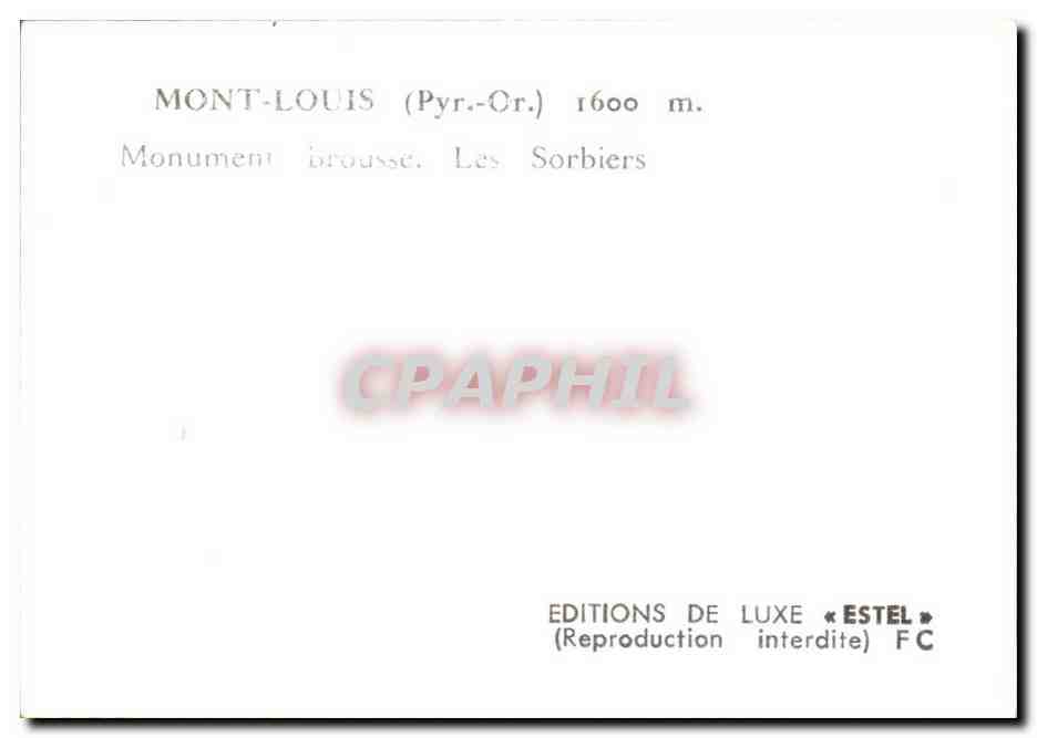 CPA Mont Louis Monument Les Sorbiers  — Rückseite