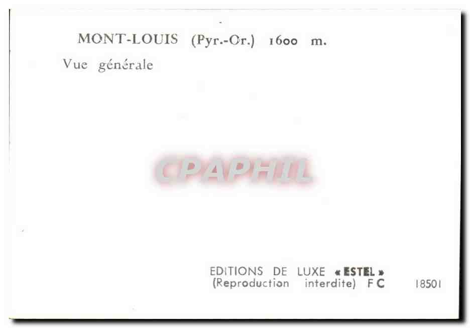 CPA Mont Louis Vue generale — Rückseite