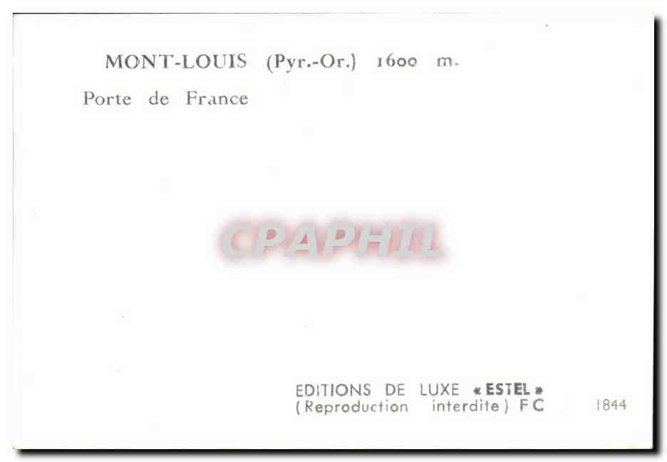 CPA Mont Louis Porte de France — Rückseite
