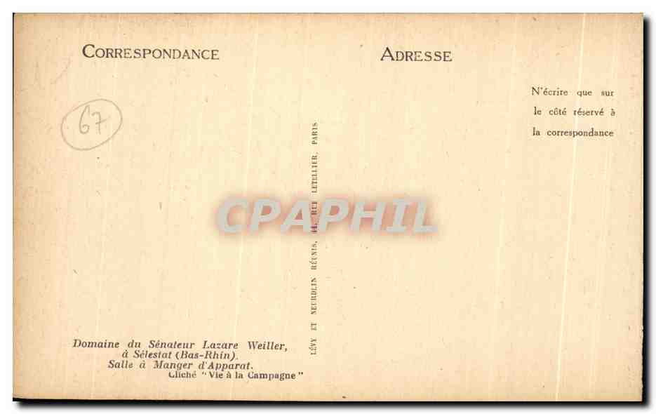 Salle à Manger d'Apparat — Domaine du Sénateur Lazare Weiller à Sélestat (Bas-Rhin) — Lévy et Neudrins Réunis, Paris — Rückseite