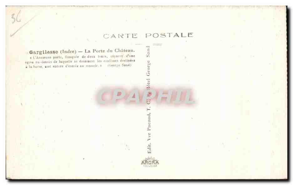 CPA Gargilesse La Porte Du Chateau — Rückseite