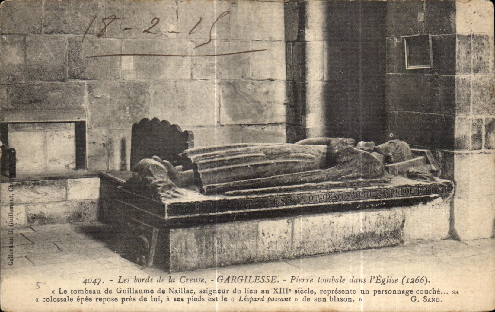 Gargilesse — Tombeau de Guillaume de Naillac (1266) — G. Sand, n° 4047
