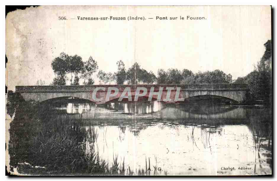 Tarjeta postal antigua Puente sobre el Fouzon en Varennes-sur-Fouzon