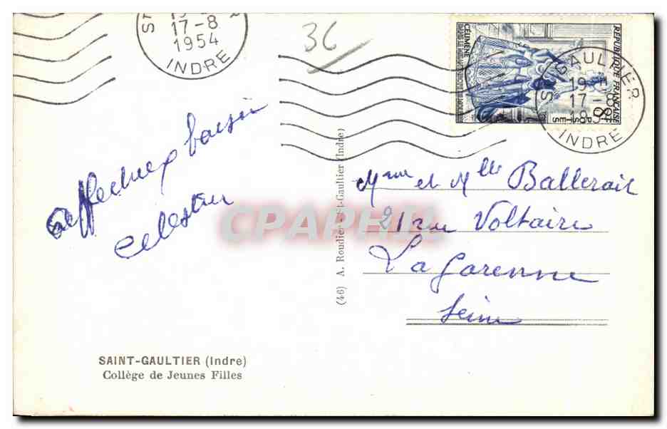 CPA Saint Gaultier College de Jeunes Filles — Rückseite