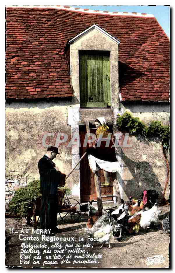 CPSM Au Berry Contes Regionaux Le Facade Folklore Costume Indre Facteur Postier 