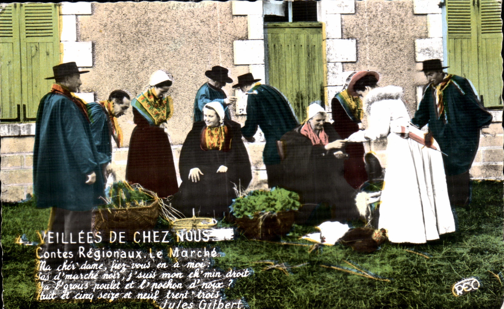 CPA Veillees De Chez Nous Contes Regionaux Le Marche Folklore Costume