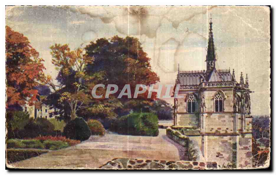 CPA La Douce France Chateaux De La Loire Chateau d Amboise La Chapelle Saint Hubert et le Parc