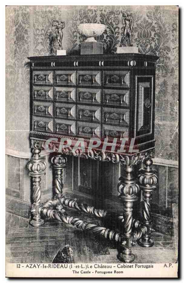 CPA Azay le Rideau Le Chateau Cabinet Portugais The Casstle
