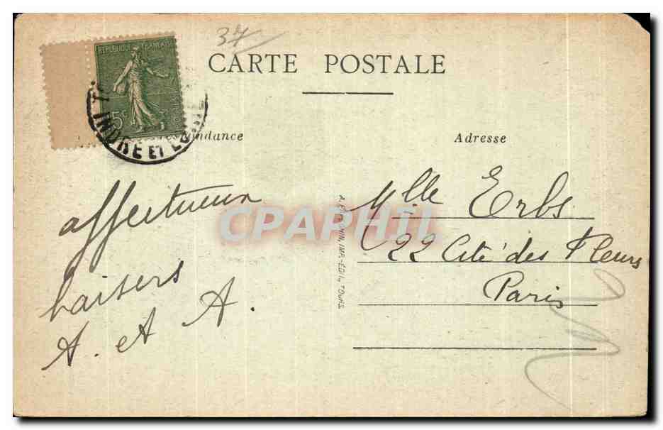 CPA Chenonceaux Le Chateau L Aile Thomas BohierLa tour des Marques et le pont levis — Rückseite