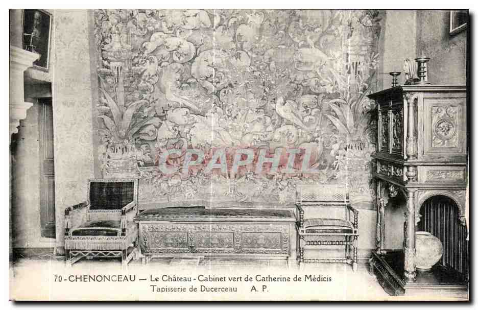 CPA Chenonceaux Le Chateau Cabinet vert de Catherine de Medicis Tapisserie de Ducerceau