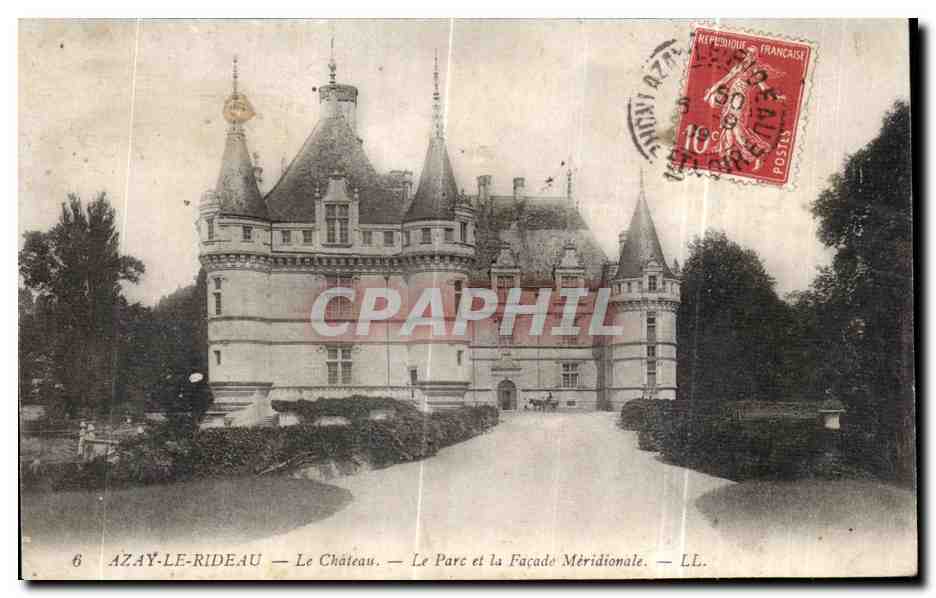 CPA Azay Le Rideau Le Chateau La Parc et la Facade Meridionale