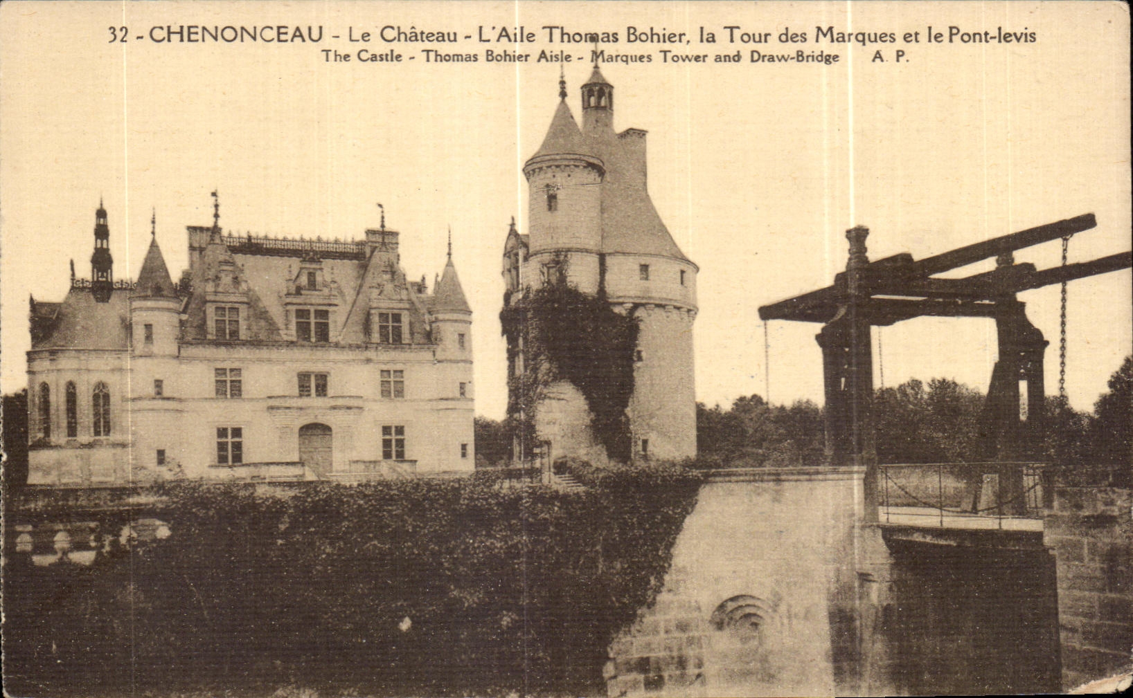 CPA Chenonceaux Le Chateau L Aile Thoras Bohier la Tour des Marques et le Pont levis