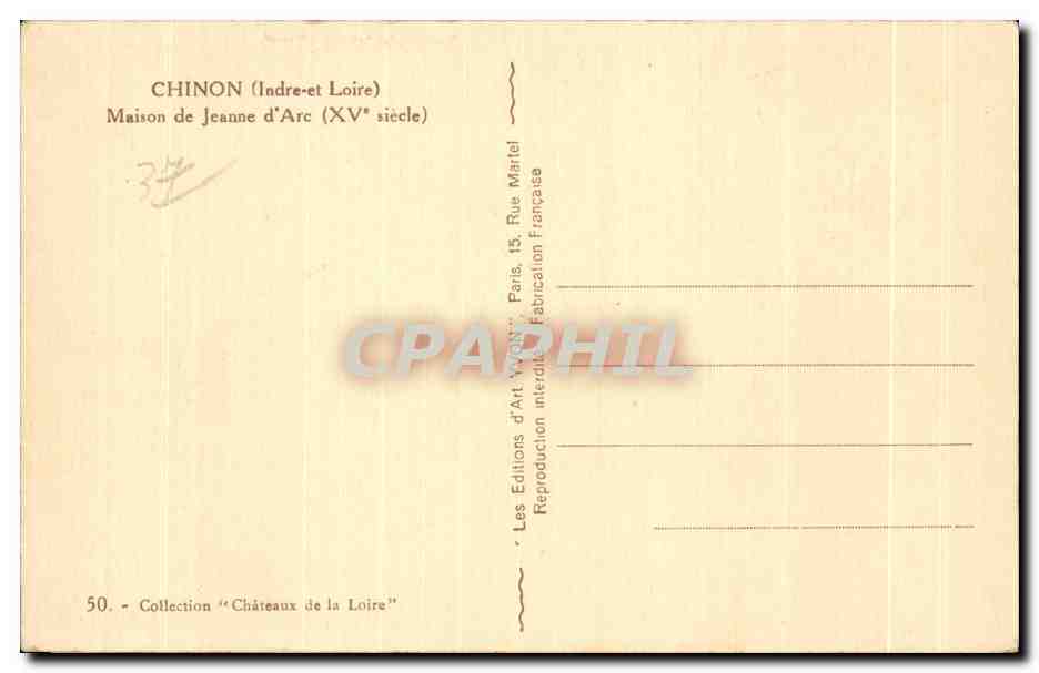 CPA Chinon Maison de Jeanne D Arc — Rückseite