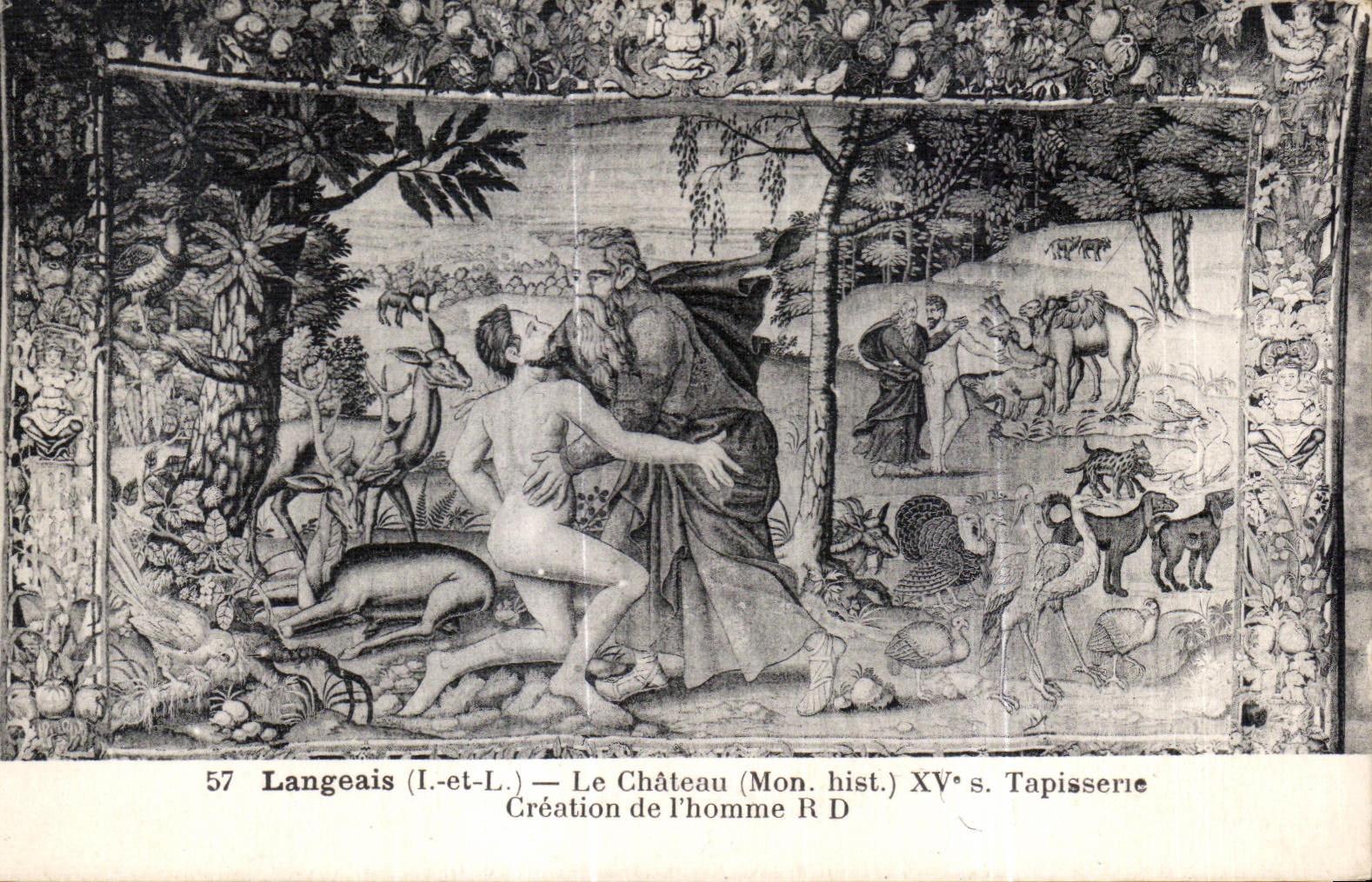 CPA Langeais Le Chateau Tapisserie Creation de I homme Adam