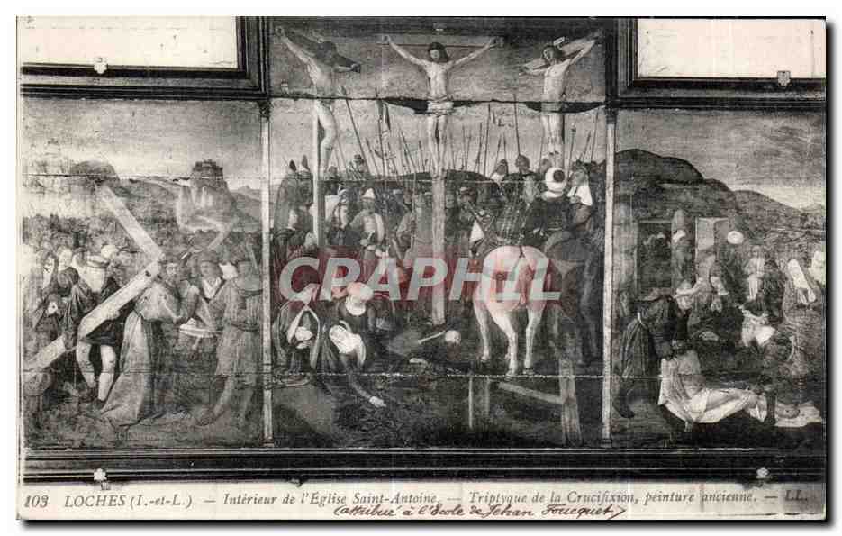 CPA Loches Interieur de I Eglise Saint Antoine Triptyque de la Crucifixion 