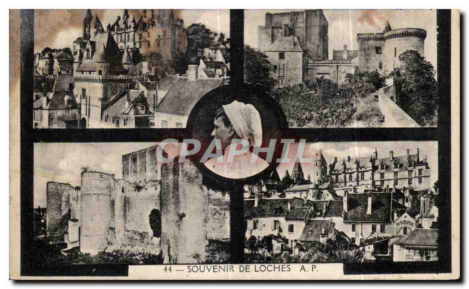 CPA Souvenr de Loches Coiffure Coiffe Folklore