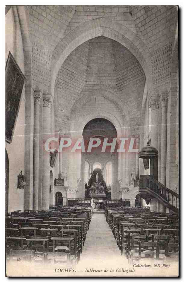 CPA Loches Interieur de la Collegiale