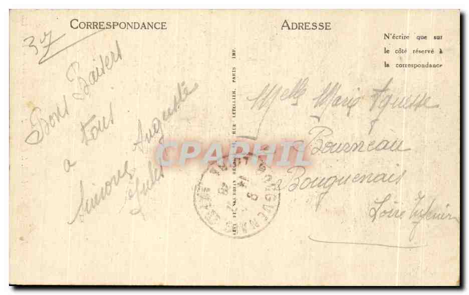 CPA Joue Les Tours L Eglise (Nord) construite en 1868 — Rückseite