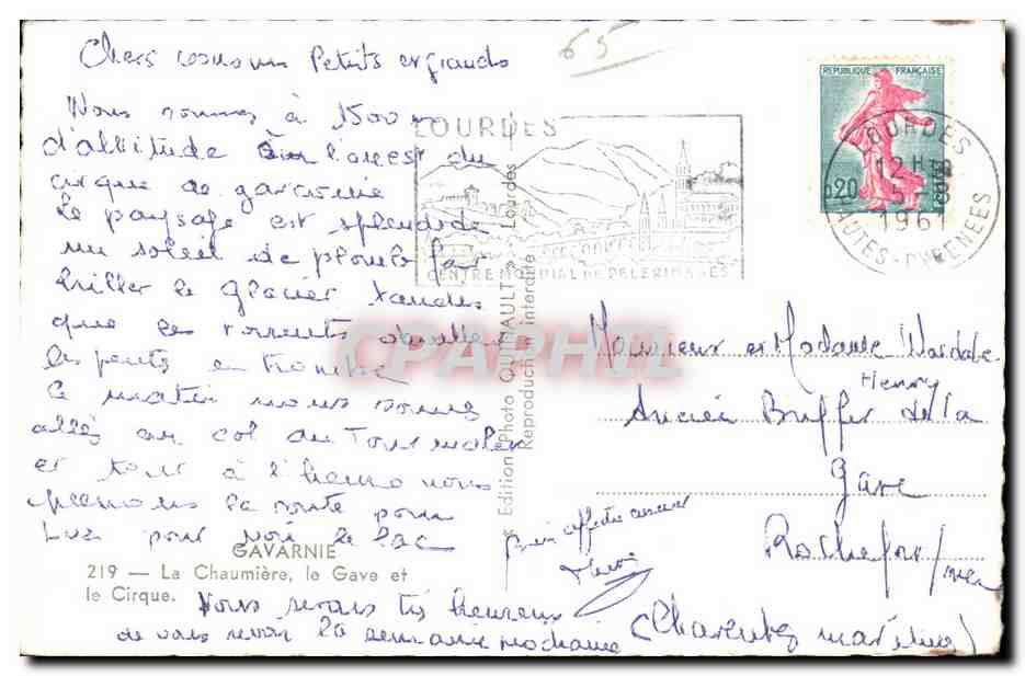 CPA Gavarnie La Chaumiere le Gave et le Cirque — Verso
