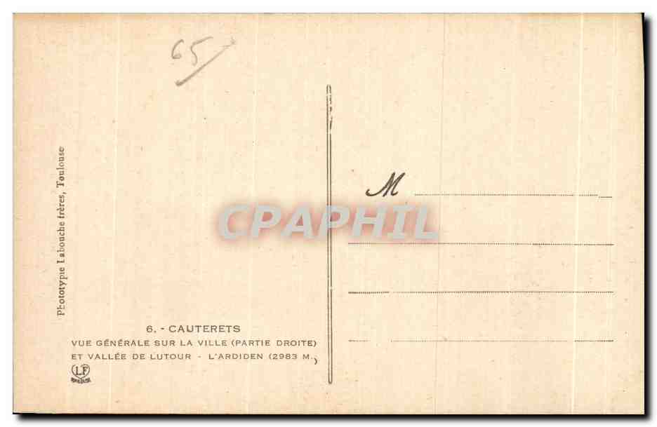 CPA Cauterets Vue Generale sur la Ville et Vallee De Lutour  — Rückseite
